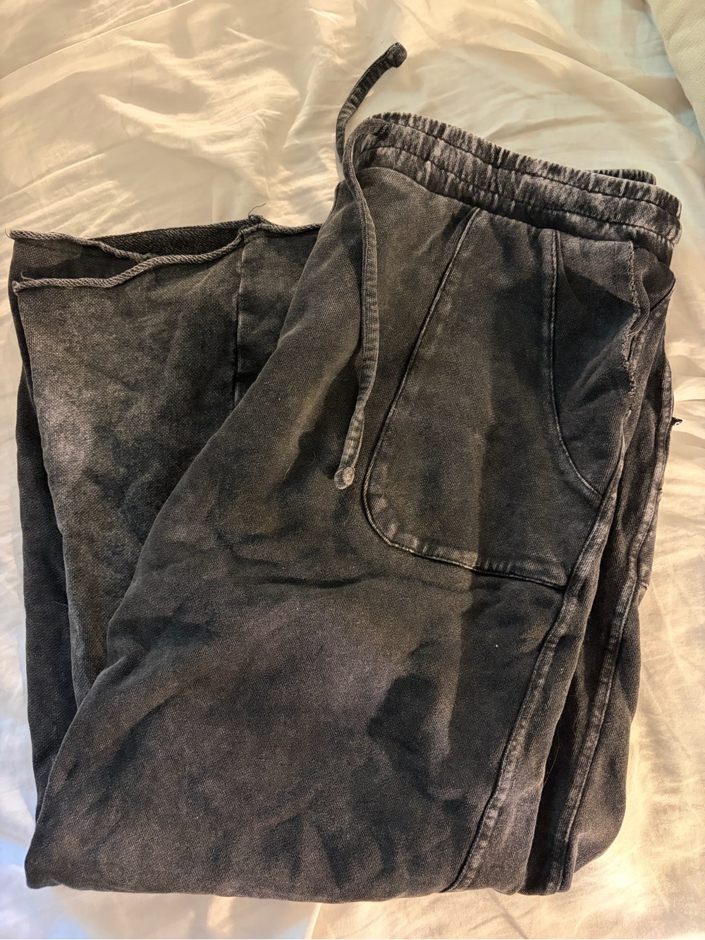 Washed Black Drawstring Sweatpants